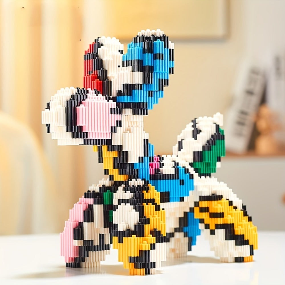 Balloon Dog Building Blocks Set – Colorful Interlocking Brick Sculpture Pop Art Home Decor Display Model for Adults Teens Art Lovers