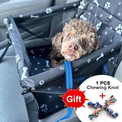 Dog Car Booster Seat for Small Dogs & Cats – Foldable Oxford Pet Car Seat Carrier with Safety Leash, Adjustable Straps, Breathable Mesh
