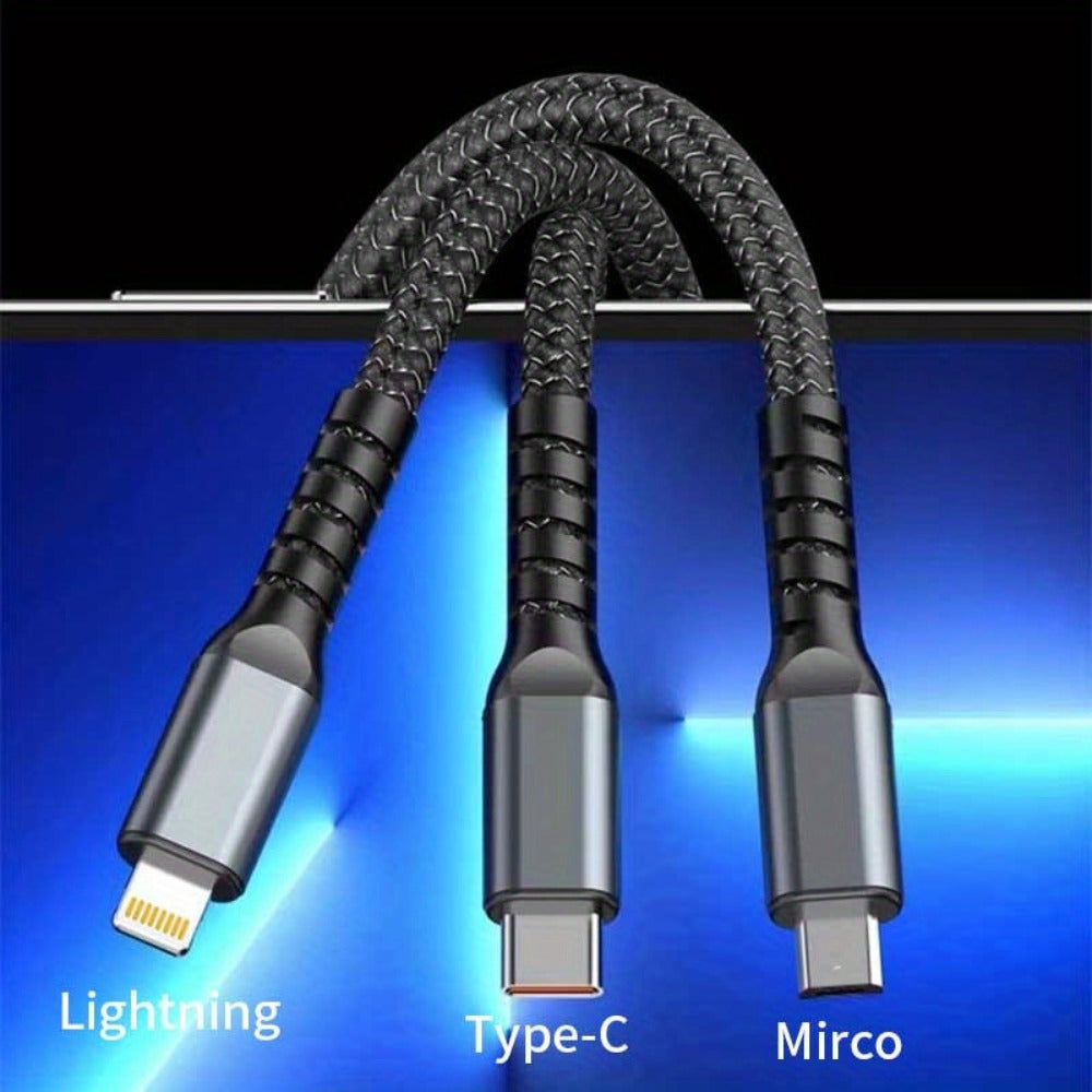 MFi 3-in-1 Charging Cable 100W Fast Charge 4/8 Pack for an Everyday Personal Care Routine, with Listed Configuration