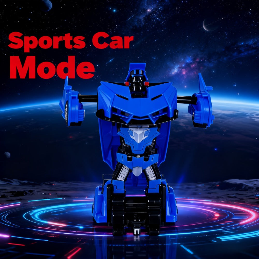 Remote Control Car, 1:18 Transforming Robot Model with One-Button Change, LED Lights, 360° Drift and Four Colors