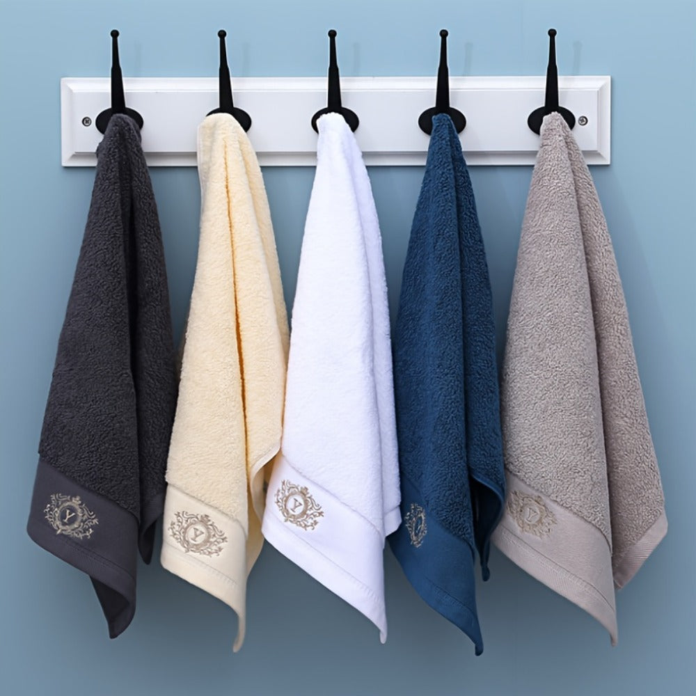 Embroidered Cotton Towel Set 3-Piece – 400g/㎡ Soft Absorbent Lint-Free Bath Towel Hand Towel Set for Home Spa Salon