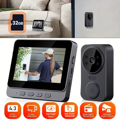 Wireless Video Doorbell Camera No WiFi No App Required 4.3-inch IPS Monitor 960P Night Vision for an Everyday Personal Care Routine
