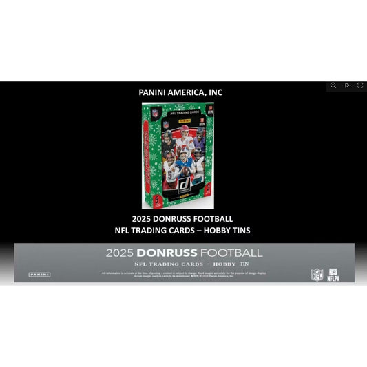 Donruss Football Trading Card Holiday Tin and Jumbo Value Pack Bundle, 2025 with Three Press Proof Purple Cards