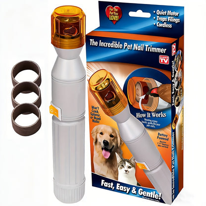 Pet Nail Grinder Electric Silent – Professional Low Noise Dog Cat Nail Trimmer with 3 Replacement Grinding Bands