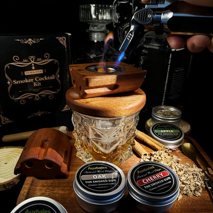 Whiskey Smoker Kit with 4 Wood Chip Flavors & Filters, Cocktail Smoker Set, Whiskey Gifts for Men