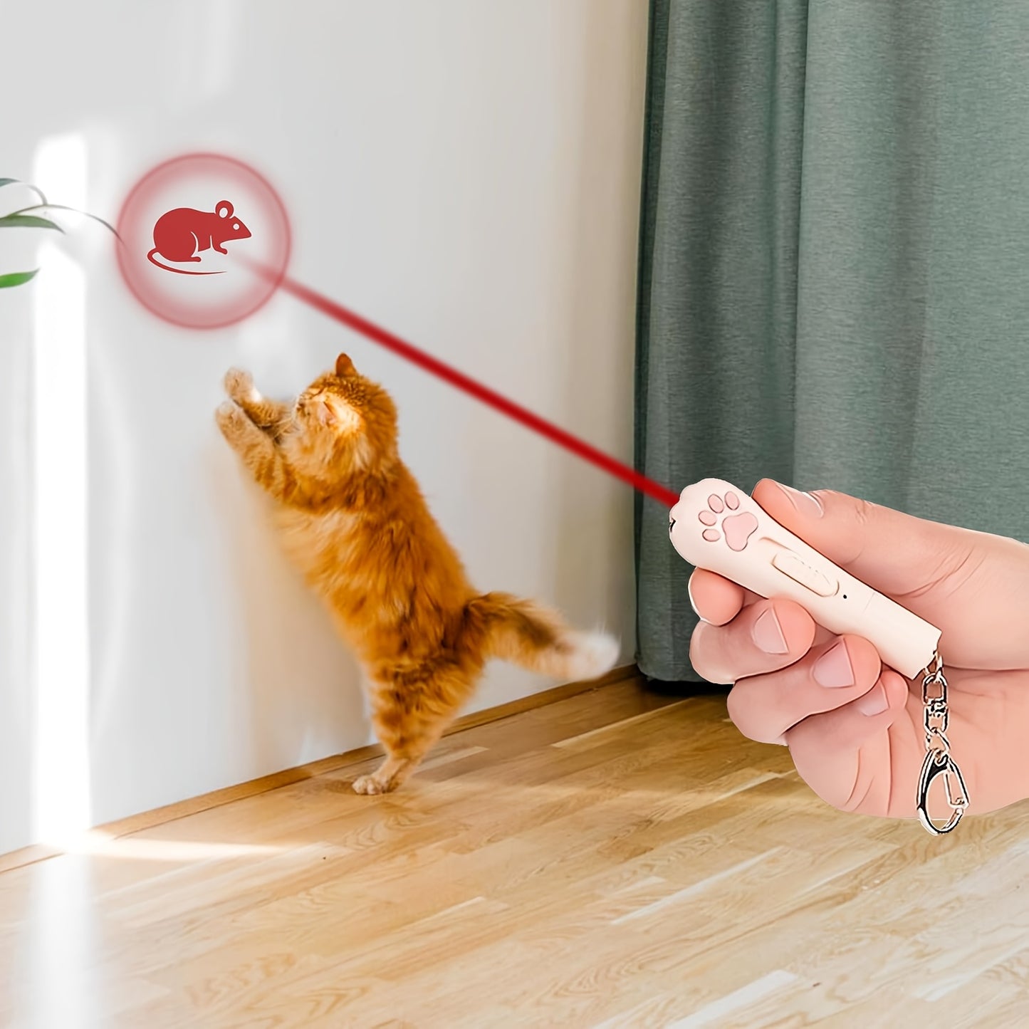 Cat Teaser Toy 7-in-1 USB Rechargeable – Interactive Wand Toy for Indoor Cats & Dogs, Feather Chaser Exercise Toy with Free Bonus Mouse Toy