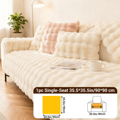 Sofa Cover Bubble Faux Rabbit Fur Panels with Silicone-Dot Backing for Seat, Armrest or Backrest