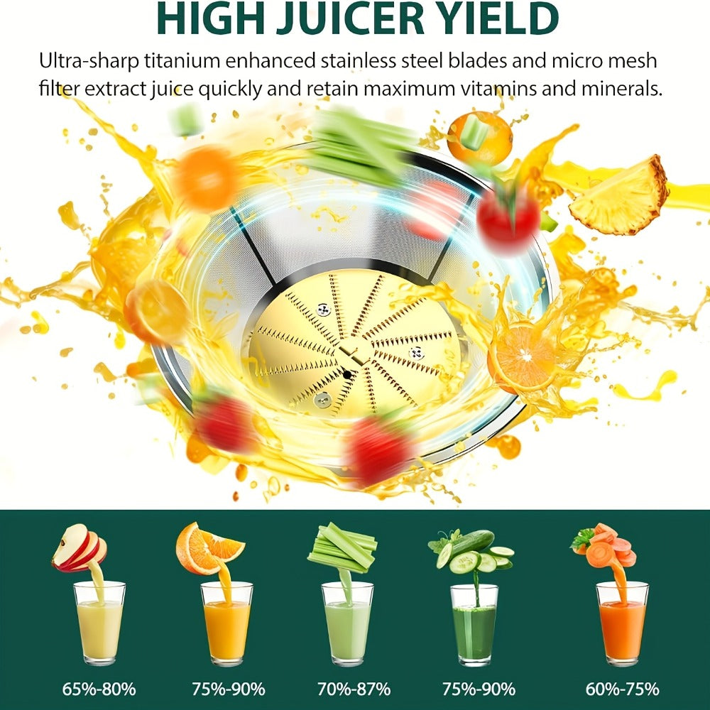 Compact Juicer for Fruits & Vegetables – Wide Opening for Easy Juice Extraction, BPA-Free, Dishwasher Safe, Easy to Clean