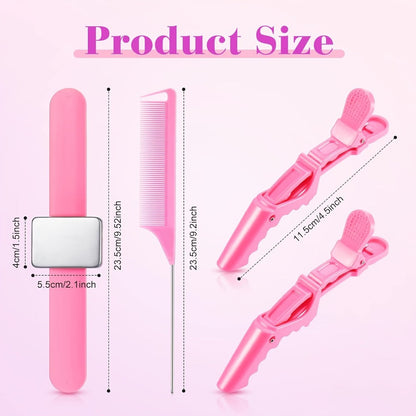Hair Sectioning Clips 18-Piece Set with Crocodile Clips, Silicone Patting Separator & Curling Wrist Bracelet – Salon Perming
