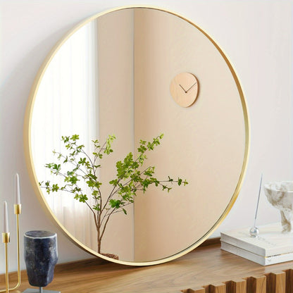 Round Wall Mirror Aluminum Alloy Frame, Modern Circle Mirror for Bedroom, Bathroom & Living Room
