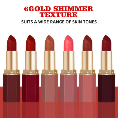 Lipstick Set, VividVeu 6-Piece Cream Bullet Collection with Numbered Rose, Red, Berry and Plum Shades