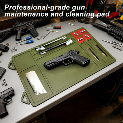 Gun Cleaning Mat with Magnetic Parts Tray – Heavy Duty Non-Slip Rubber Solvent-Resistant Pad for Pistol Rifle Handgun Maintenance