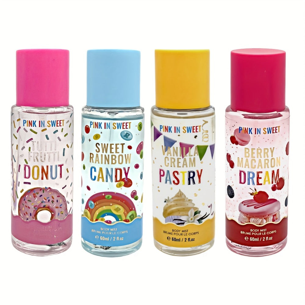 Women's Fragrance Gift Set - Body & Hair Perfume Spray 4-Piece Set 2 fl oz Each, Sweet Scent for Date Party & Gifting