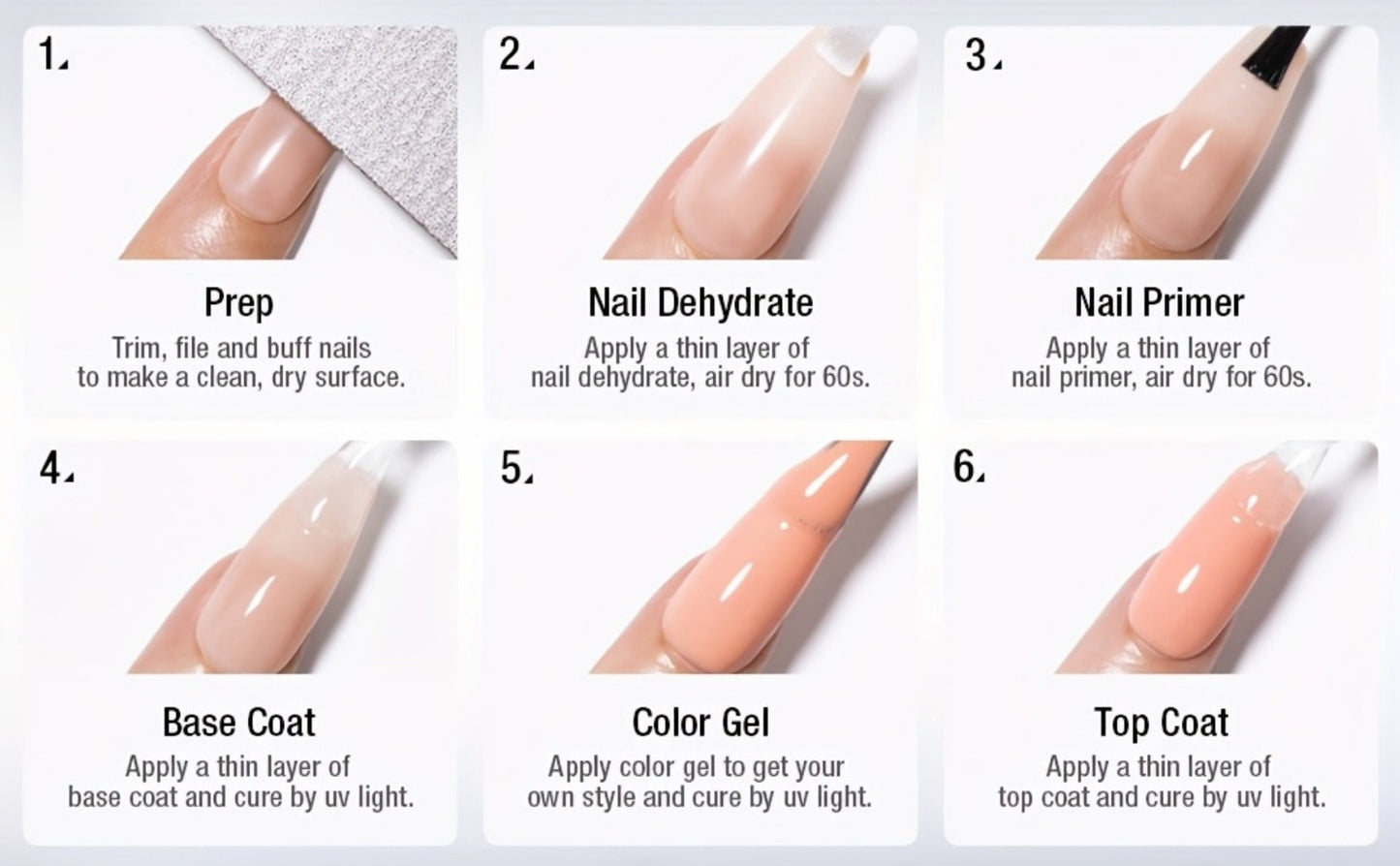 Gel Nail Dehydrator & Primer Kit 4-Piece – Nail Prep Dehydrator, Bonding Primer, Gel Base Coat & Top Coat for Long-Lasting Chip-Free Gel
