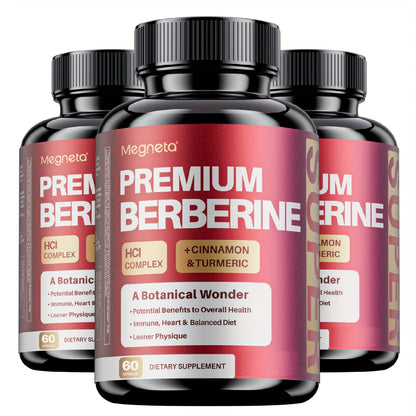 Berberine with Ceylon Cinnamon, Turmeric & Black Pepper, Premium Blood Sugar Support, Vascular Health & Digestive Wellness Capsules