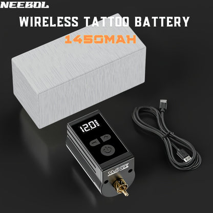 WX-1 Plus 1450mAh RCA Tattoo Power Supply with LED Display, 5–12V Control and USB-C Charging