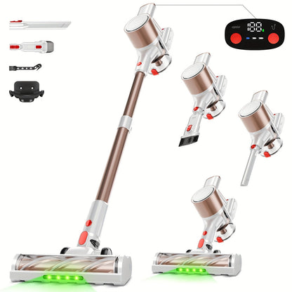 Cordless LED Stick Vacuum Cleaner with Removable Battery, Two Suction Modes and Seven Color Options