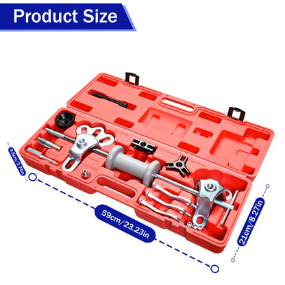 Slide Hammer Puller Kit 19-PC – 10 LB Forged Steel Hammer & 12 Adaptors, Bearing Race Seal Removal Tool, Universal Auto Repair Puller Set