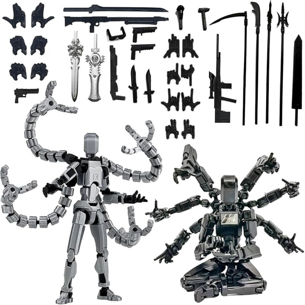 3D Printed Action Figure Set 2pcs T13 – 5.5 Inch Assembled Collectible Desktop Ornament Toy Figures for Game Enthusiasts