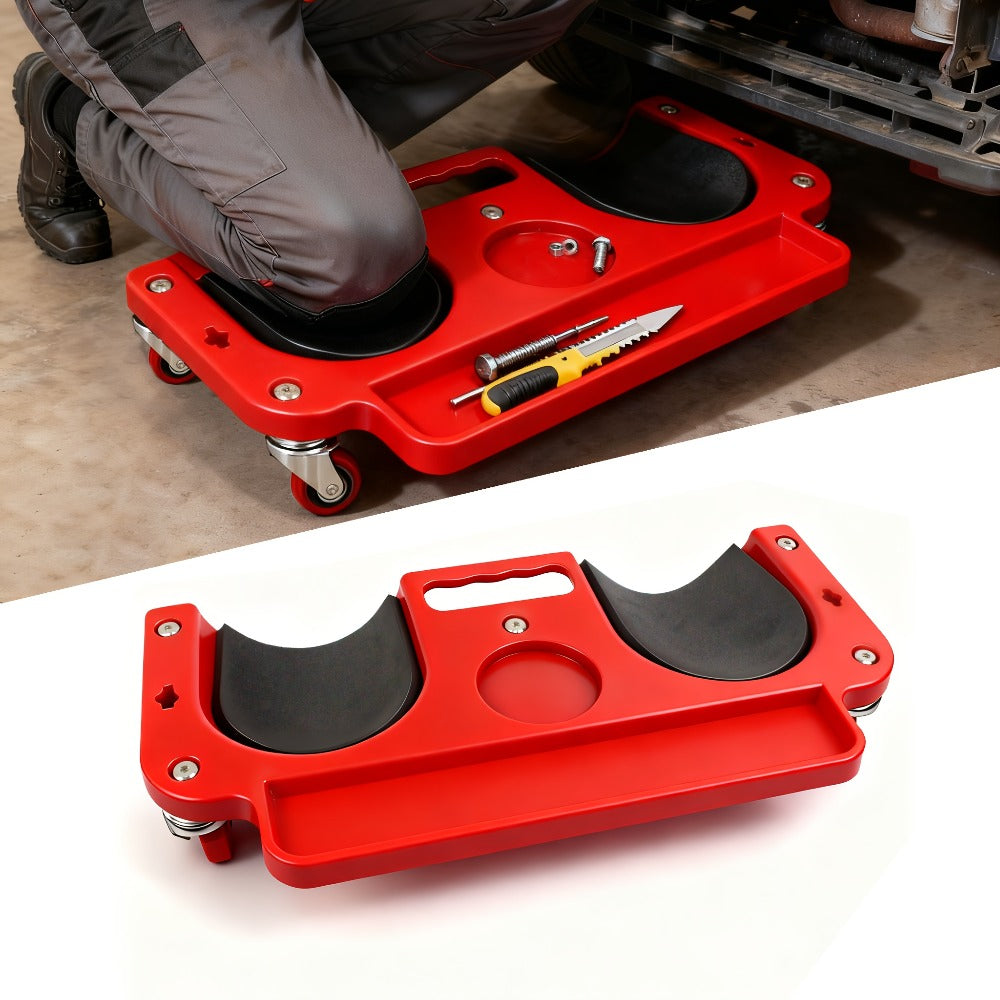 Rolling Knee Creeper Pad with Built-In Tool Tray – ABS High-Impact Frame, Cushioned Kneeling Pad for Car Repairs, Carpentry & Flooring