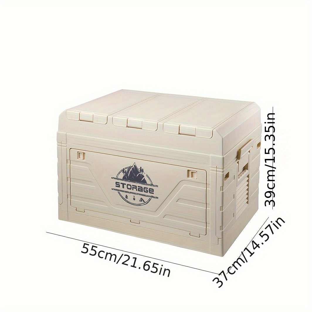Foldable Storage Box Car Trunk Organizer – Large Capacity Collapsible Plastic Bin with Lid for Camping, Outdoor, Home & Vehicle Use