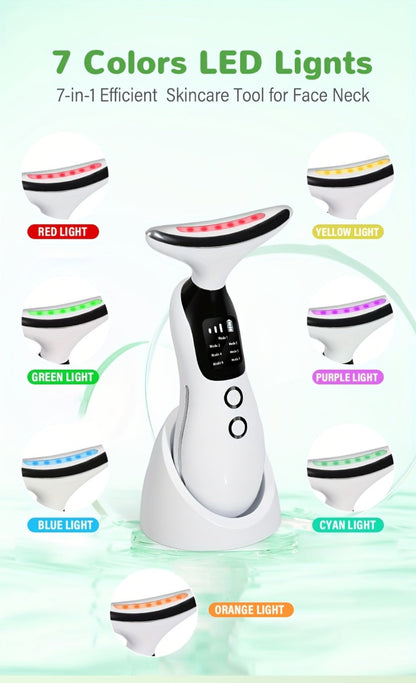 7-in-1 Neck Beauty Device with Base – Multi-Functional Skincare Tool, USB Rechargeable, Anti-Aging Neck Firming & Lifting