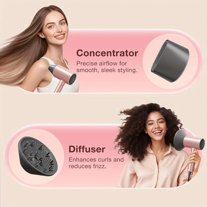 1875W Ionic Travel Hair Dryer Foldable with Diffuser & Concentrator Nozzle – Brushless Motor, 3 Heat Settings, 2 Speeds