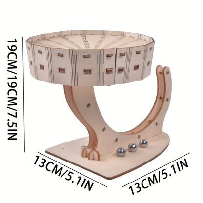 Perpetual Motion Machine Puzzle Kit 3D Wooden, Metal Ball Kinetic Sculpture, Mechanical Brain Teaser STEM Model