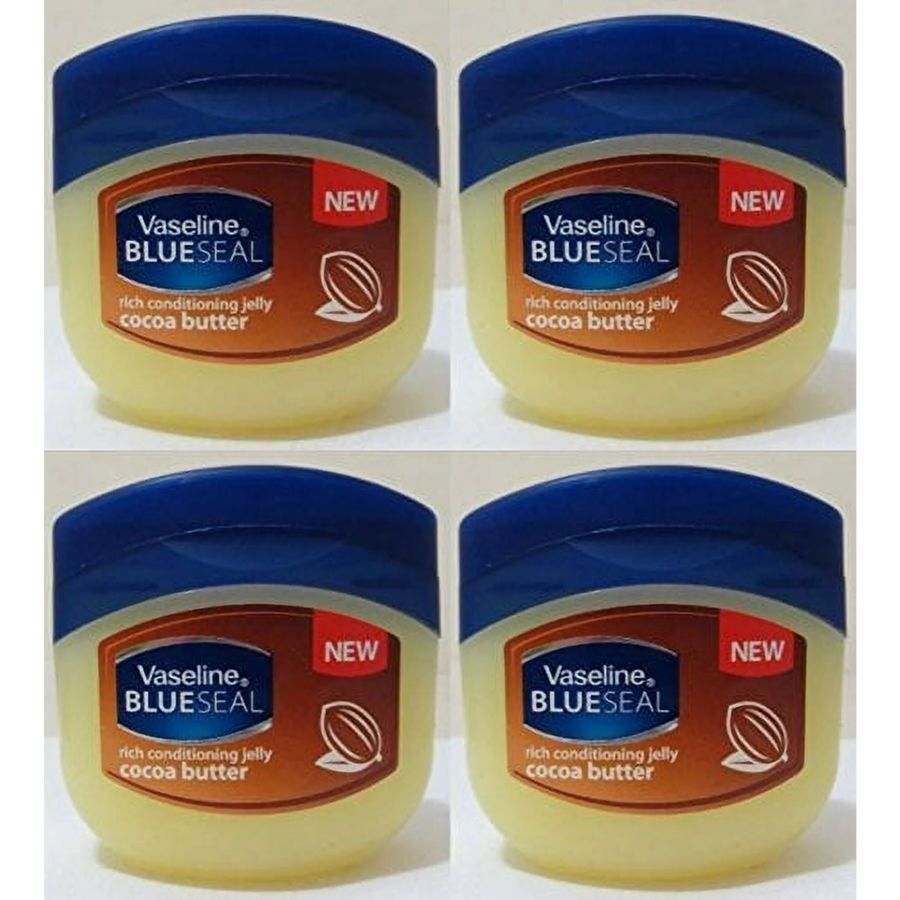 Petroleum Jelly Cocoa Butter 4-Pack 100ml Each, Deep Body Skin Care Healing Balm for Dry Skin Lips Hands