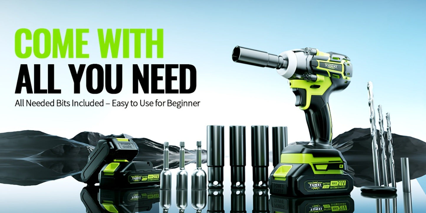 Cordless Impact Wrench Brushless Motor 3-in-1 High Torque, Rechargeable Battery, Design, Variable Speed