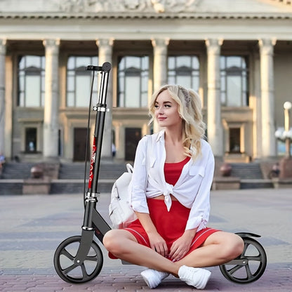 Foldable Commuter Scooter for Adults and Teens, 4-Gear Adjustable Height Double Brake 2-Wheel Kick Scooter