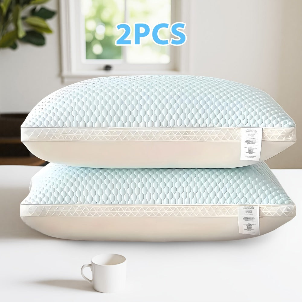 Bed Pillow Set of 2 Queen-Size Blue or Gray Pillows with 29 x 18.9-Inch Profile and Washable Cover