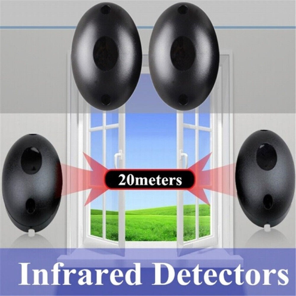 Infrared Beam Sensor Security Alarm, Anti-Jamming Outdoor Indoor Motion Detector, 20M Detection Range