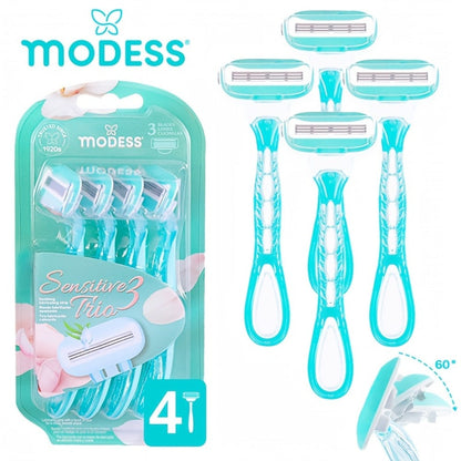 Sensitive Skin Disposable Razors for Women Pastel Teal Blush Pink 4-Pack & 8-Pack Smooth Close Shave Legs Underarms Protective Blade Cap