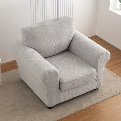 Armchair Slipcover 2pcs Set Jacquard Leaf Texture Stretch Chair Cover with Seat Cushion Cover for Entryways, Bedrooms and Living Spaces