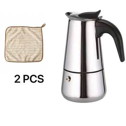 Stainless Steel Moka Pot Italian Espresso Maker – 2/4/6/9 Cup Stovetop Coffee Maker, Straight Style Moka Express for Home