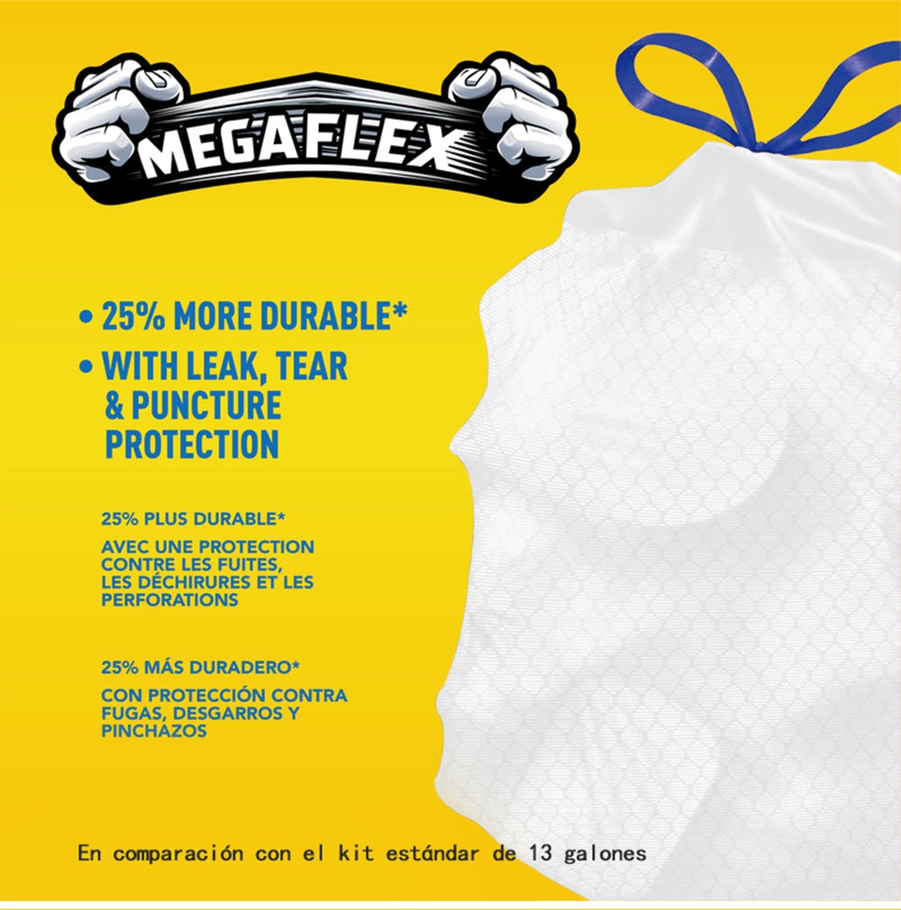 Drawstring Trash Bags 13 Gallon, 150 Count (3 Rolls) Tall Kitchen Garbage Bags with Odor Eliminator Technology, Lemon Mint Scent