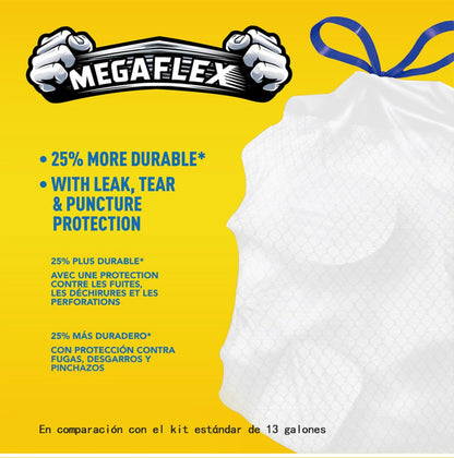 Drawstring Trash Bags 13 Gallon, 150 Count (3 Rolls) Tall Kitchen Garbage Bags with Odor Eliminator Technology, Lemon Mint Scent