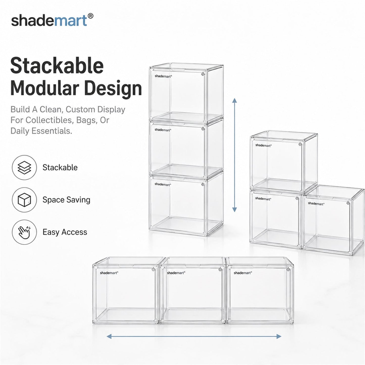 Clear Display Case Set of 3, Dustproof Transparent Storage Box Organizer for Collectibles, Car Models
