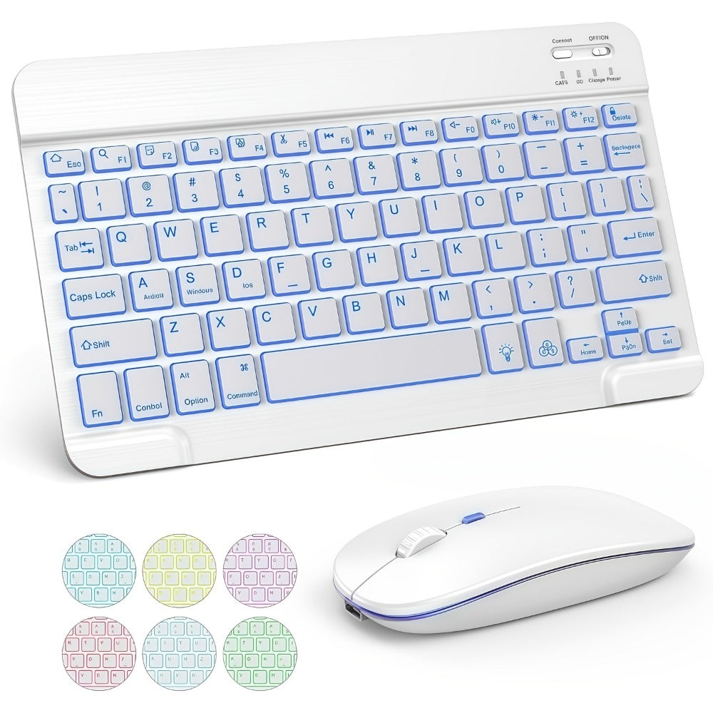 RGB Backlit Keyboard and Mouse Combo 7 Color LED, Ultra-Thin Scissor Keys Quiet Wired Set for PC Desktop Laptop