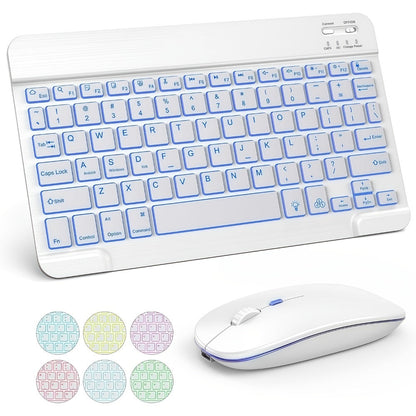 RGB Backlit Keyboard and Mouse Combo 7 Color LED, Ultra-Thin Scissor Keys Quiet Wired Set for PC Desktop Laptop