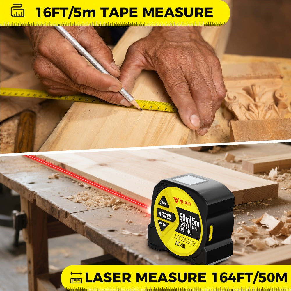 Laser Tape Measure 3-in-1 Digital Distance Meter 50M 165ft High Precision Infrared for Entryways, Bedrooms and Living Spaces
