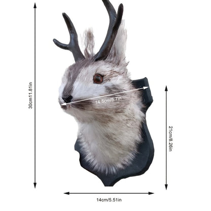Jackalope Wall Mount Faux Taxidermy Rabbit Head with Antlers - Whimsical 3D Resin Animal Wall Art for Home