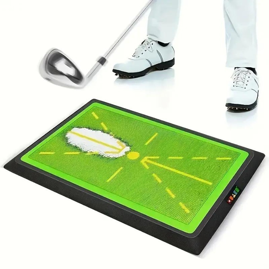 Golf Swing Training Mat with Ball Impact Path Feedback – Anti-Slip PP Base, Color-Change Swing Indicator, SBR Shock Absorption for Indoor