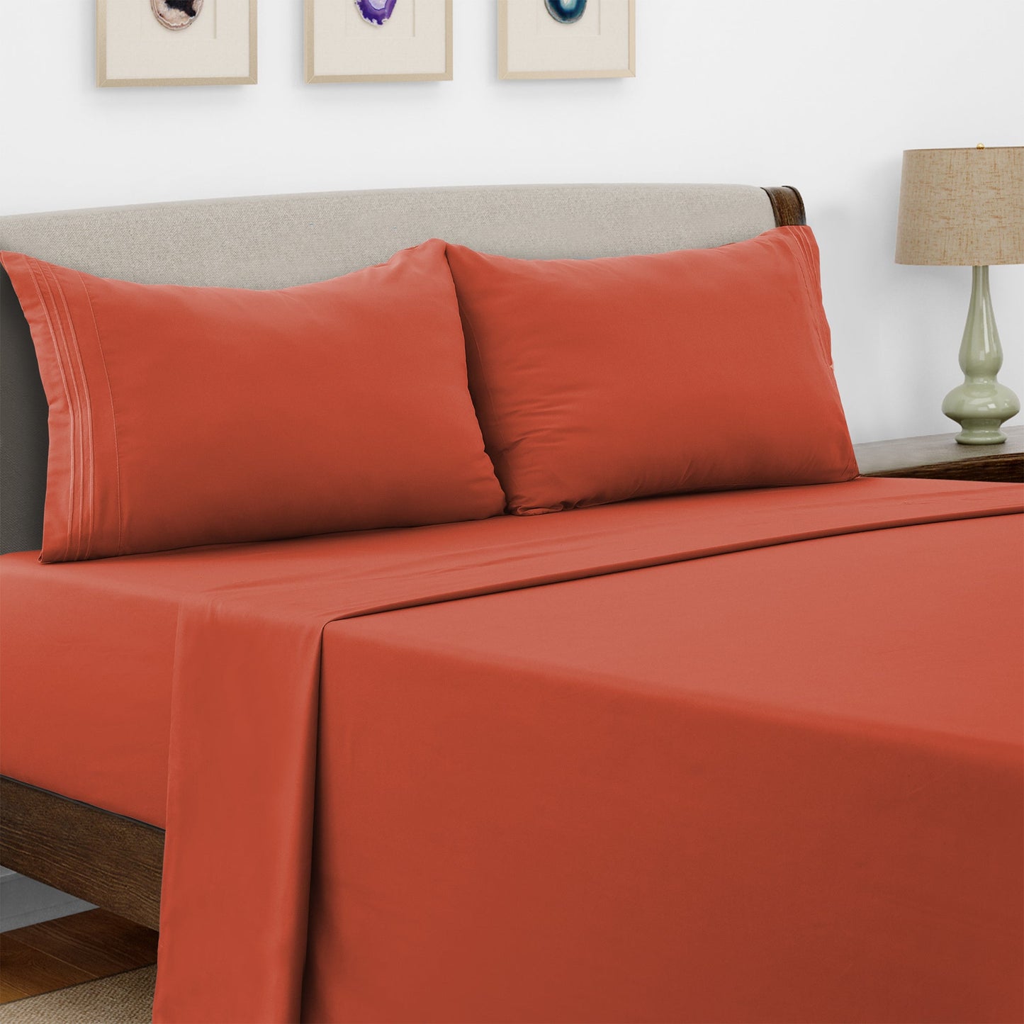 Bed Sheet Set Microfiber with Size-Dependent 3- or 4-Piece Contents and Six specified Bed Dimensions