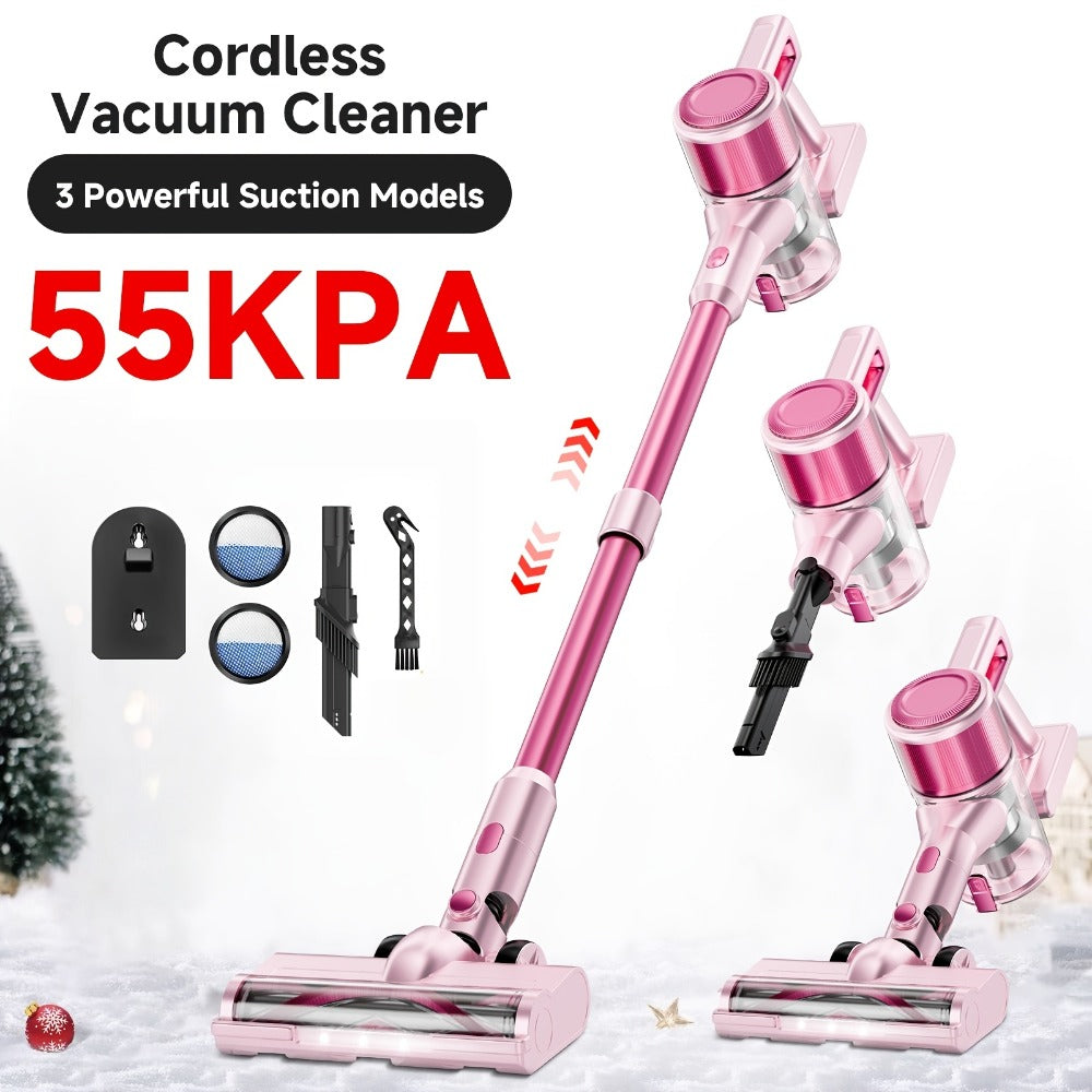 Cordless Vacuum Cleaner 55KPa 8-in-1 Stick Vacuum with LED Light 180° Swivel Wireless for Entryways, Bedrooms and Living Spaces