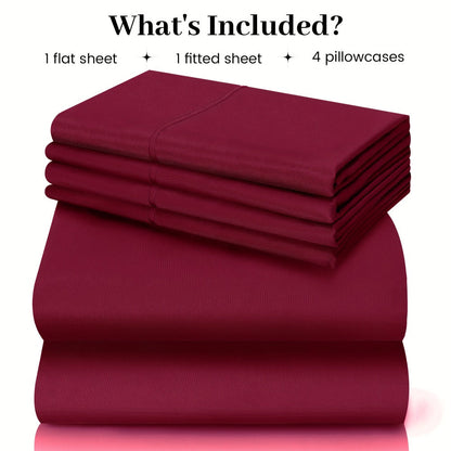 Bed Sheet Set California King 6-Piece Microfiber with 18-Inch Pocket and Sixteen Solid Color Choices