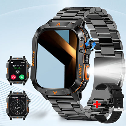 Smart Watch 2.01-Inch Rugged Display with Compass, LED Flashlight, Calling and Three Strap Combinations