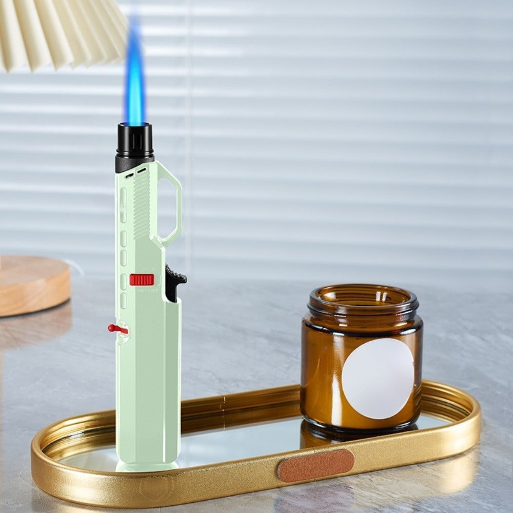 1300° Outdoor Windproof Torch Lighter Blue Flame with Safety Lock & Grip - Refillable for Candles
