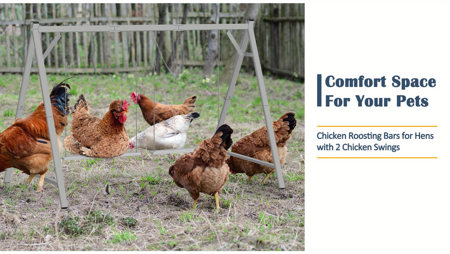 Chicken Swing Coop Toy Metal Perch for Backyard Hens Roosters Parrots Rabbits Promotes Exercise Balance for Garden, Patio and Yard Use